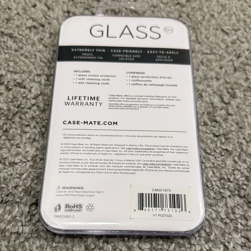 NWT Case-Mate clear Glass Screen Protector for iPhone 15 Pro